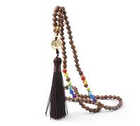 108 collares con colgante para hombre, cuentas de madera natural, 6 mm