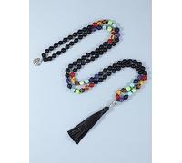 108 cuentas 8mm turquesa negro Onyx Amazonita Mala collar árbol de la vida colgante meditación Yoga Buda joyería (color : 7 Chakra C)