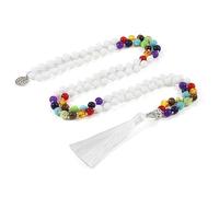 108 cuentas 8mm turquesa negro Onyx Amazonita Mala collar árbol de la vida colgante meditación Yoga Buda joyería (color : 7 Chakra D)