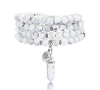 108 Cuentas de Mala, Piedras Preciosas de Amatista Naturales, Piedras de Cristal Multicapa, Pulseras elásticas, joyería de Cuarzo Reiki, Regalos para Hombres y Mujeres