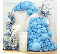 108 globos azules de doble relleno de diferentes tamaños, 18/12/10/5 pulgadas, kit de arco de guirnalda de globos azul cielo claro para cumpleaños, baby shower, boda, aniversario, decoración de fiesta