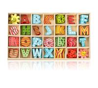 108 PCS Juego Letras De Madera De Alfabeto,Colorido Juego De Letras De Madera - con Bandeja de Almacenamiento, Ortografía Para Niños, para Exhibiciones para Fiestas de Bricolaje y Aprendizaje de Niños