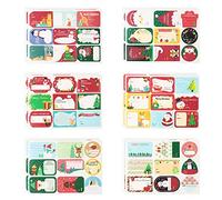 108 pegatinas de Navidad, 12 hojas, etiquetas autoadhesivas de Navidad de Santa Claus, árbol de Navidad, muñeco de nieve, etiquetas para envoltura de regalo DIY