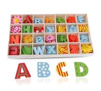 108 Piezas Colorido Letras De Madera De Alfabeto,Letras Mayúsculas A-Z,Coloridas Letras Del Alfabeto Hechas a Mano Madera Slice Para Decoración De Paredes,Manualidades,Educación Para Niños