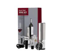 (1080) Kit de abridor de botellas de vino eléctrico plateado, sacacorchos automático recargable, incluye