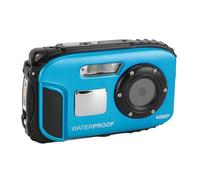 1080P 48MP - Cámara de Buceo Resistente Al Agua con 2 Pantalla a Color de 4 Pulgadas, Enfoque Automático, Reconocimiento Facial y Tarjeta de Memoria de 32 GB (Blue)