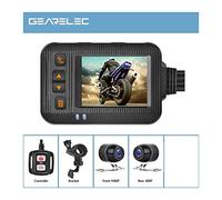 1080P Cámara Impermeable for Motocicleta DVR Dashcam for Motocicleta 2 Pulgadas Front & Cámara Trasera Video Recorder DVR Black Night Vision Box(Nero)