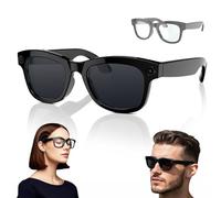 1080P HD Gafas Inteligentes Para Grabar Videos, Con Wi-Fi/Bluetooth 5.3, Cámara Ultra Gran Angular De 5MP Y Control De Voz Con IA, Gafas Portátiles Con Bloqueo De Luz Azul(Black+hyaline)
