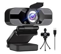 1080p PC Webcam con micrófonos duales con cancelación de Ruido, Enfoque automático, corrección de luz, con Obturador de privacidad y trípode, USB 2.0 UHD Webcam para PC Mac Skype Streaming,(30 FPS)
