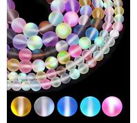 108Pcs Cuentas de Cristal Aurora Mate 8MM/6MM - Cuentas de Vidrio Iridiscentes Multicolor, Abalorios Lunares para Pulseras, Joyería DIY, Manualidades, Decoración (Incluye 46pcs 8mm + 62pcs 6mm)