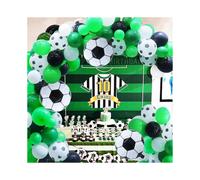 108pcs Soccer Ball Party Supplies with Black Green White Balloons Large Football Foil Balloons for Soccer Football Theme Kids Birthday Party Decoratio