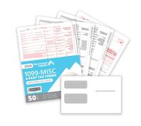 1099 MISC 4 parte Formularios Fiscales Kit, proveedores de 50 kit de tóner formas diseñado para Quickbooks y software de contabilidad, 50 sobres con cierre autoadhesivo incluido (-332)