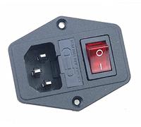 10A Fuse!Red Yellow Green Blue Black Rocker Switch Fused C14 IEC320 Inlet Power Socket Fuse Connector (Color : Red, Size 4PIN_1PCS)