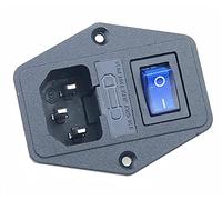 10A Fuse!Red Yellow Green Blue Black Rocker Switch Fused C14 IEC320 Inlet Power Socket Fuse Switch Connector (Color : Blue, Size : 3PIN_1PCS) Controls Switches