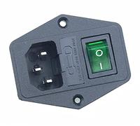 10A Fuse!Red Yellow Green Blue Black Rocker Switch Fused C14 IEC320 Inlet Power Socket Fuse Switch Connector (Color : Green, Size : 3PIN_1PCS) Controls Switches