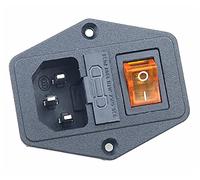 10A Fuse!Red Yellow Green Blue Black Rocker Switch Fused C14 IEC320 Inlet Power Socket Fuse Switch Connector (Color : Yellow, Size : 3PIN_1PCS)