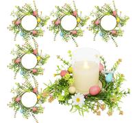 (10cm)2026 New Spring Wreath Easter Egg Candle Ring Floral Garland Handmade Home Decor for Spring Season Festival Decoration