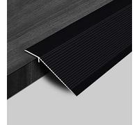 10cm/3.9in Wide Floor Seams Transition Strip,Aluminum Alloy Thresholds Ramp Strip dor Indoor Doorway, Hardwood Flooring Edging Trim(Black,125cm/49.2in)