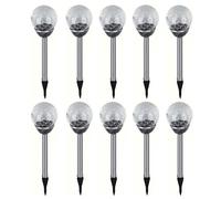 10er Set Acero Inoxidable LED Lámparas Solares Bola Lámpara Iluminación Jardín