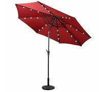 10FT Patio Solar Powered Umbrella Tilt Outdoor Sunshade Parasol w/Light Crank, Easy to Control and Install Patio Umbrella