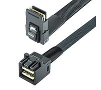 10Gtek 12G Internal Mini SAS HD SFF-8643 to Mini SAS SFF-8087 Cable, Straight to Right Angle, 100-Ohms, 1-m(3.3ft)