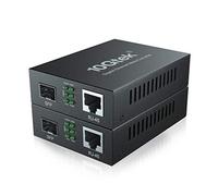 10Gtek [2 Pack] Convertidor de Medios Gigabit Ethernet Open SFP Slot, 10/100/1000M RJ45 a 1000M SFP, European Power Adapter