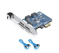 10Gtek 2 Port eSATA3.0 or 2 Port SATA3.0 PCIe SATA Expansion Card, PCIe 2.0 x1 Non-Raid Controller Card with ASMedia ASM1061, Support SSD and HDD, Support Windows 10/11, Linux, VMware
