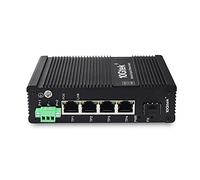 10Gtek 5-Port Industrial DIN-Rail Ethernet Switch Hutschiene, PoE 802.3af/at, IP40, 1x Gigabit SFP Slot mit 20-km SFP Transceiver, G0104i-P04, DIN-Rail Mount（Power Supply is Not Included）