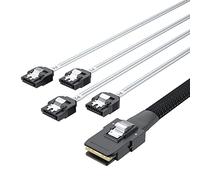 10Gtek 6G Internal Mini SAS 36pin SFF-8087(Anfitrión) Male to 4x SATA(Objetivo) 7pin Female Fan-Out Cable, 0.8-m (2.6ft)