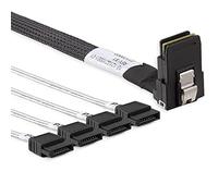 10Gtek 6G Internal Mini SAS 36pin SFF-8087 Male to 4X SATA 7pin Female Fan-Out Cable, Right Angle to Straight,0.5-m (1.6ft)