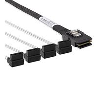 10Gtek 6G Internal Mini SAS 36pin SFF-8087 Male to 4X SATA 7pin Female Fan-Out Cable, Straight to Right Angle,0.5-m (1.6ft)