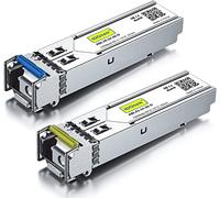 10Gtek a Pair of 1.25G SFP Bidi Transceiver 1000Base-BIDI, 1550nm/1310nm SMF, up to 20 km, for Cisco, Ubiquiti UniFi UF-SM-1G-S, Mikrotik, D-Link, Supermicro, Netgear and More.