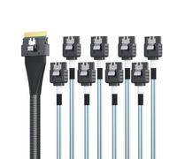 10Gtek Cable SlimSAS 8i a 8xSATA, SFF-8654 Host/RAID a SATA Target, adecuado para servidores, discos duros, computadoras y hosts, 1 m