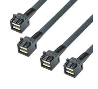 10Gtek Paquete de 2 cables internos Mini SAS HD SFF-8643 a SFF-8643 de 12 G, con banda lateral, 100 ohmios, 0.5 metros (1.5 pies)