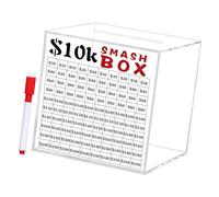 10K Smash Box Money Saver, Piggy acrílico Transparente para, $ 10000 Challenge Break Open Money Saving Challenge Box