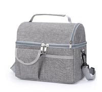 10L Bolsa termica Porta Alimentos Bolsa Comida Trabajo con Dos Compartimentos y Correa Ajustable Bolsa Isotermica Nevera Portatil para Picnics Playa Camping Oficina Escuela (Gris)