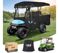 10L0L Caja universal para carrito de golf para 4 pasajeros, cubierta de techo para carrito de golf Yamaha EZGO, cubierta impermeable 600D con cremalleras suaves y ventanas transparentes de 4 lados