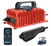 10L0L Cargador de batería para carrito de golf EZGO TXT y RXV, cargador inteligente de 15 amperios con enchufe triangular de 3 pines para batería de plomo ácido, batería AGM, batería LiFePO4