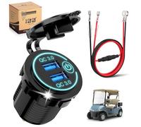 10L0L Cargador USB dual QC 3.0 de carga rápida para carrito de golf, salida USB de 12 V-24 V para Yamaha EZGO Club Car, entrada de 12 V puertos USB dobles con salida de puerto de coche DIY para coche