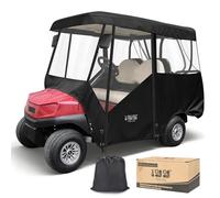 10L0L Carro de golf para 2 + 2 pasajeros, coche club, adelante/adelante, cubierta impermeable para lluvia, 600D, caja de conducción con ventanas transparentes en 4 lados, puerta