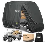 10L0L Cubierta Universal para Carrito Golf 600D Impermeable para 4 Pasajeros EZGO Club Car Yamaha, para Todo Tipo Clima, Prueba Nieve, Prueba de Viento, Protección UV,Negro