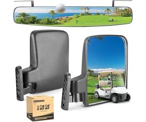10L0L Espejo lateral plegable para carrito de golf y espejo retrovisor universal para Yamaha Club Car EZGO, paquete combinado de espejos panorámicos extra anchos