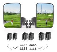10L0L Espejos laterales para carrito de golf, sin taladrar, espejos laterales plegables para Yamaha EZGO Club Car Golf Buggy etc. (Clips de varios tamaños), ajustable 180 grados HD Glass