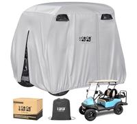10L0L Funda Universal para Carrito de Golf de 2 a 4 pasajeros para Yamaha, EZGO, Club Car, Impermeable, Resistente al Sol y Duradera, Color Blanco Plateado