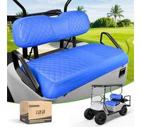 10L0L Fundas de asiento para carrito de golf EZGO TXT para asientos delanteros - Piel de vinilo impermeable con correas ajustables y hebilla retráctil, no necesita grapadora, color azul