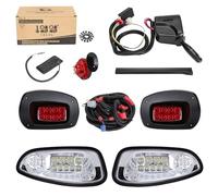 10L0L Golf Buggy LED faros y luces traseras Kits para 08-18 EZGO RXV con interruptor indicador, luces de freno cuerno, arnés no compatible con RXV II (12 Voltios de entrada)