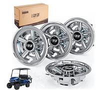 10L0L Juego de 4 tapacubos SS para Carrito de Golf para Yamaha, EZGO, Club Car, instalación a presión de 8 Pulgadas, Cromado, Juego de 4