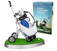 10L0L Soporte para bolígrafo con 3 Piezas de bolígrafos de Club de Golf, diseño único de Escritorio de Golf, Regalos para Hombres, Color Azul y Blanco