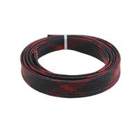 10M 2 4 6 8 10 12mm Braided Cable Sleeve Expandable Tight Insulated Line Protection Wire Wrap Sheath(Black Red Cross,4mm)