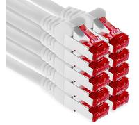 10m - blanco - 10 piezas - CAT.6 Ethernet LAN cable de red SET 1000 Mbit/s Patchkabel CAT.6 S-FTP PIMF compatible con CAT5 CAT6a CAT7 CAT8